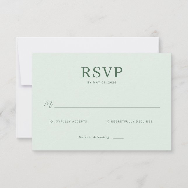 Calm Pastel Green RSVP Card (Anverso)