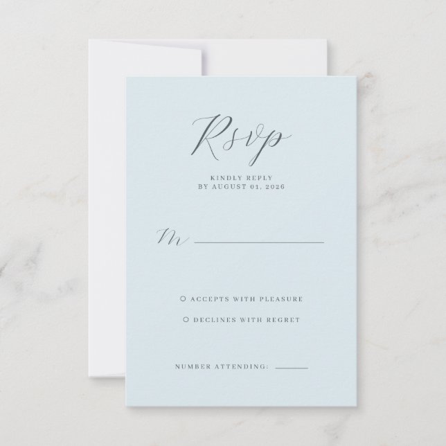 Calma RSVP minimalista azul (Anverso)