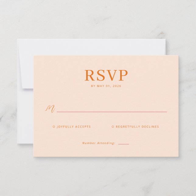 Caluroso RSVP Minimalista de Durazno (Anverso)