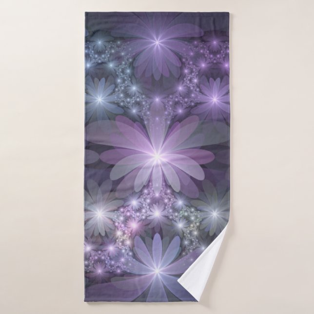 Cama de flores arte fractal abstracto brillante de (Toalla de baño)