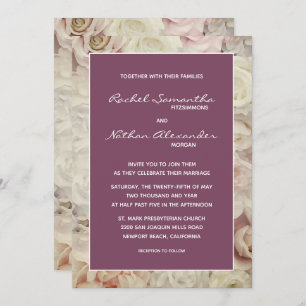 Cama de Rosas y Amaranth Invitaciones a la boda ro