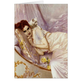 cama de seda púrpura blanca del gato de la señora