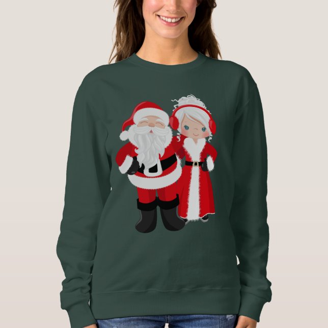 Cama de sudaderas de Cute Santa y Mrs Claus Holida (Anverso)