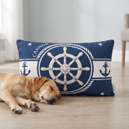 Cama Para Mascotas Ancla náutica personalizada azul marino