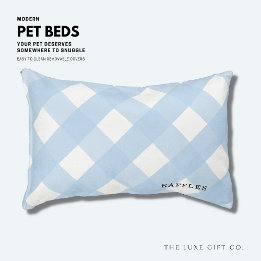 Cama Para Mascotas Blue Gingham Dog Bed Small Personalizada
