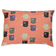 Cama para mascotas con patrón de cara de gatito en