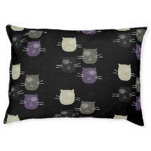 Cama para mascotas con patrón de cara de gatito en