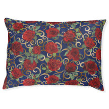 Elegante Clásico Damask Vintage Red Rose Navy Blue