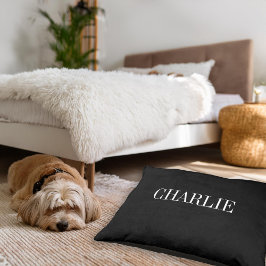 Cama Para Mascotas Monograma de nombre clásico Charlie | Negro