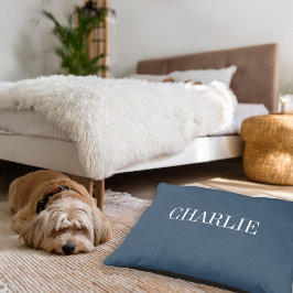 Cama Para Mascotas Monograma del nombre clásico de Charlie | Azul Mar