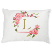 Monogramados, rosas de acuarela rosa,