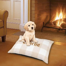 Cama Para Mascotas Nombre de patrón de Buffalo de Gingham Beige Blanc