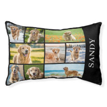 Cama para perro negra con nombre personalizado de
