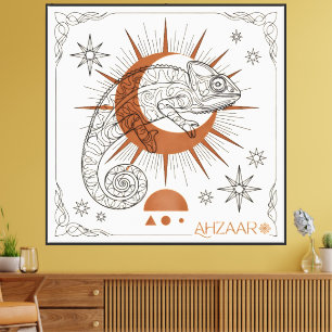 Camaleón Boho Sol y Estrellas Arte Reptil