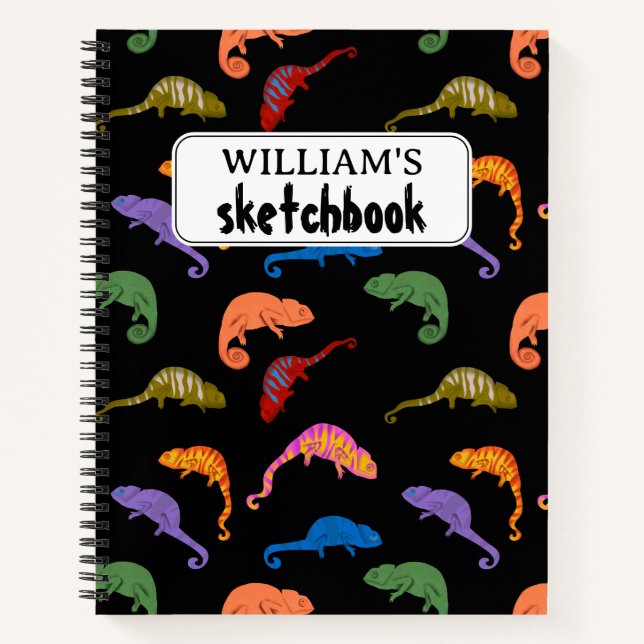 Camaleones Reptil Colorido Lizard Cuaderno de Dibu (Anverso)