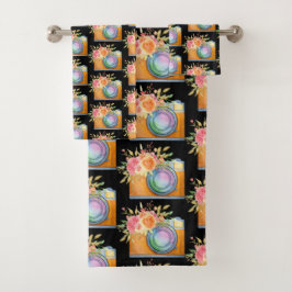 Cámara Boho Naranja y patrón de acuarela de flores