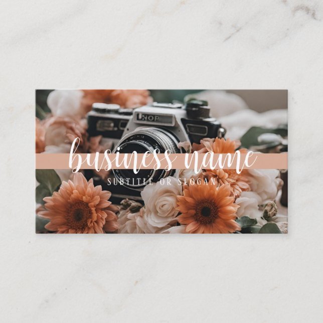Cámara Boho y tarjeta de presentación de flores (Anverso)