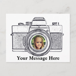 Cámara con su tarjeta postal fotográfica