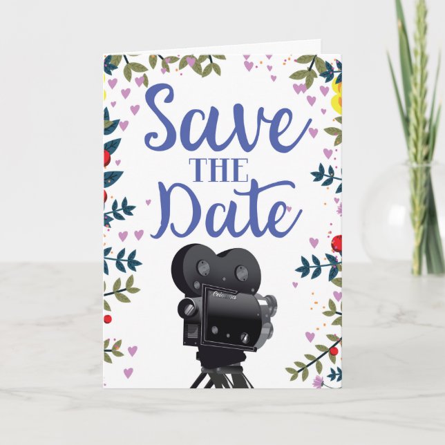 Cámara de cine para boda de guardar la fecha (Anverso)