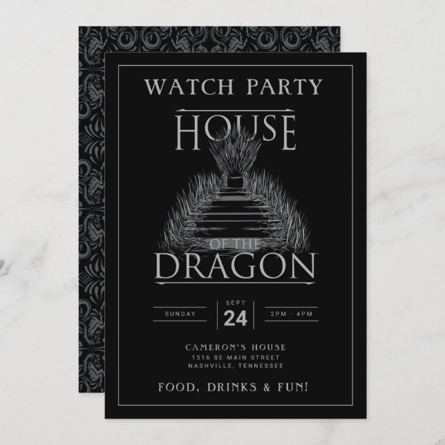 CÁMARA DE LA Invitación A La Fiesta DRAGON Watch (Anverso / Reverso)