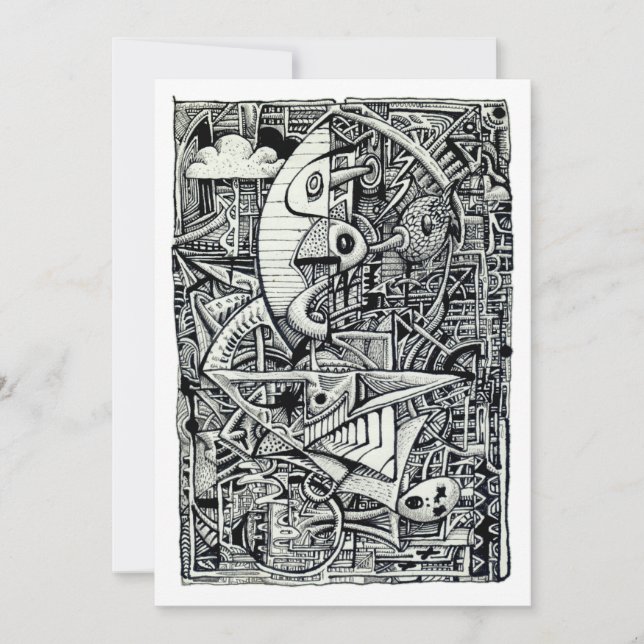 Cámara de sueños, dibujo con tinta Tarjeta plana (Anverso)