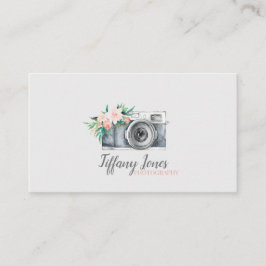 cámara fotográfica tarjeta de visita floral