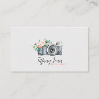 cámara fotográfica tarjeta de visita floral