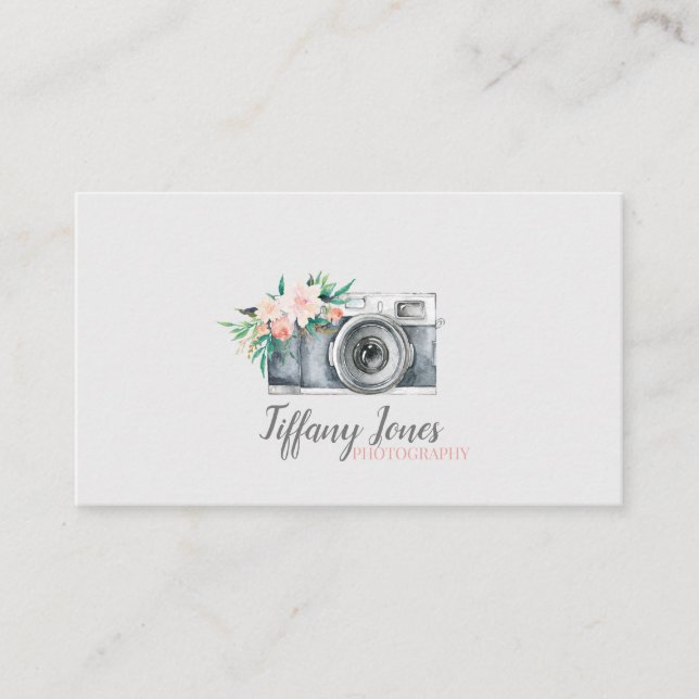 cámara fotográfica tarjeta de visita floral (Anverso)