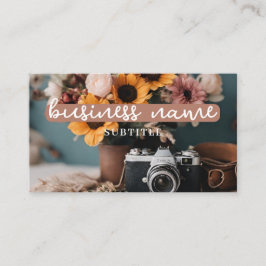 Cámara + tarjeta de presentación de flores