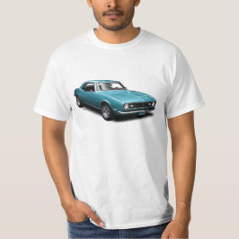 Camaro azul estupendo en la camiseta blanca
