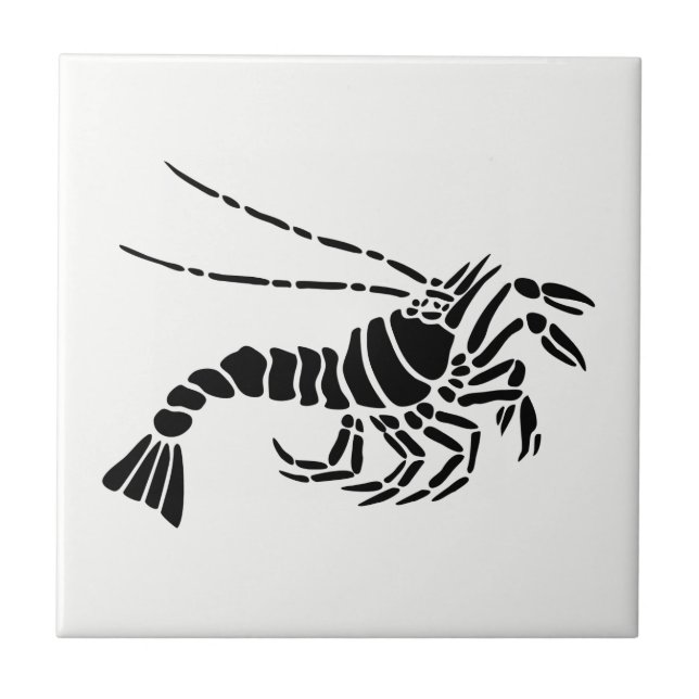 Camarón negro en la baldosa cerámica blanca (Frente)
