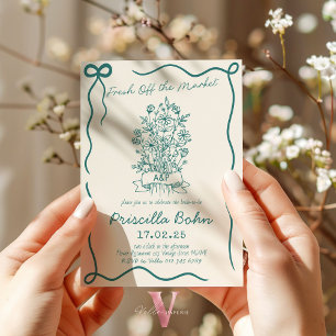 Camarón recién hecho fuera del mercado Invitación 