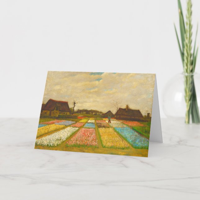 Camas de flor en tarjeta de felicitación en blanco (Anverso)