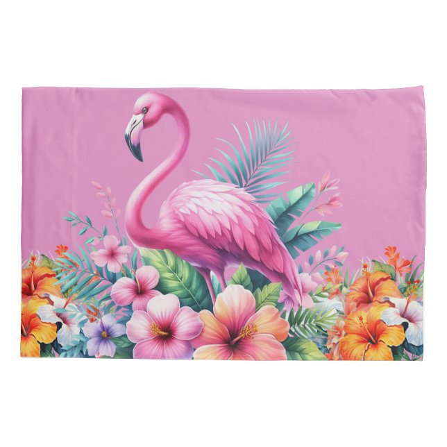 Camas tropicales de flamenco rosado, funda de almo (Reverso)
