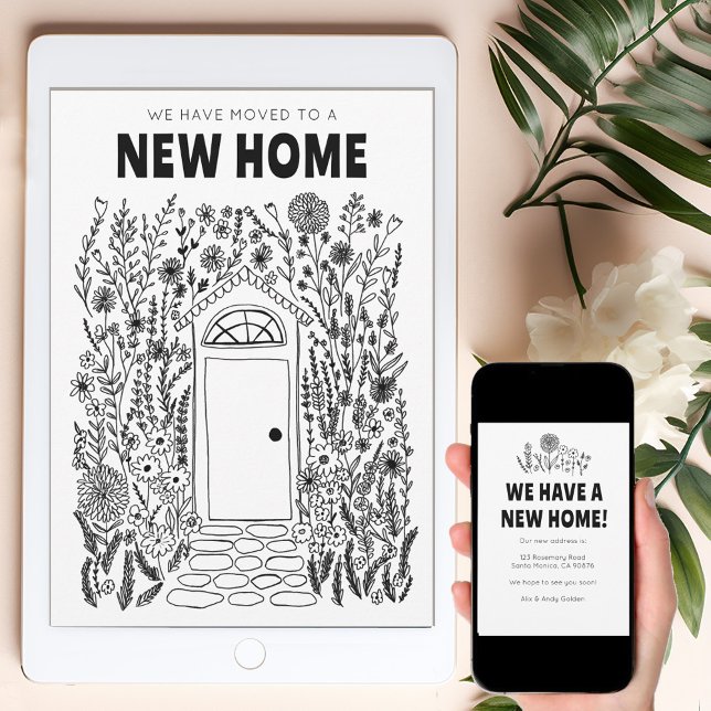 Cambiamos la dirección de la tarjeta digital de la (We Have Moved Address Change Garden Door Digital Invitation electronic card)