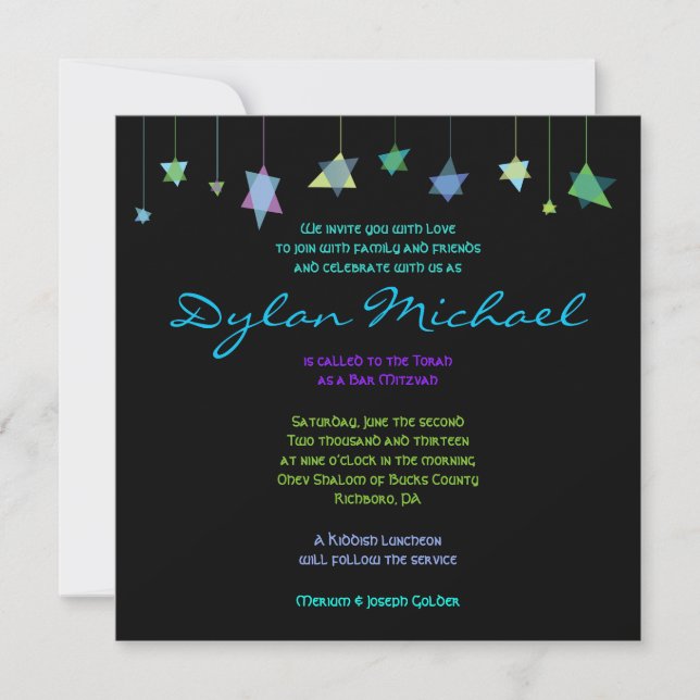 CAMBIANDO CARTAS HEBREW Bat Bar Mitzvah Invitación (Anverso)
