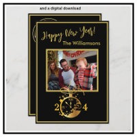 Cambiar año Feliz Año Nuevo 4 tarjeta de reloj de