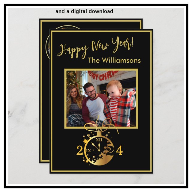 Cambiar año Feliz Año Nuevo 4 tarjeta de reloj de  (Subido por el creador)