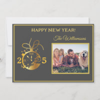 Cambiar año Feliz Año Nuevo 4 tarjeta de reloj de 
