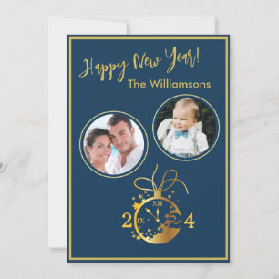 Cambiar año feliz tarjeta de reloj de fotos de Año