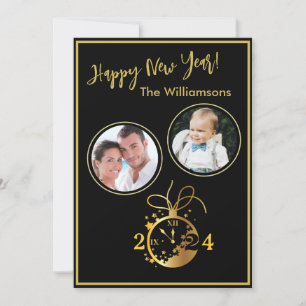 Cambiar año feliz tarjeta de reloj de fotos de Año