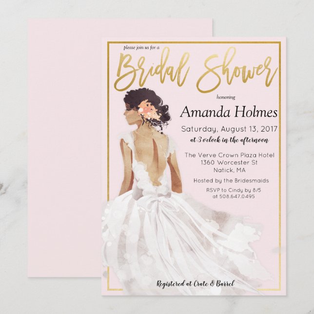 CAMBIAR COLOR - Invitación a la Ducha de Novia de  (Anverso / Reverso)