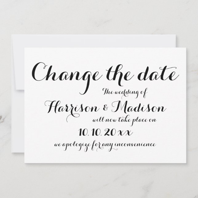 Cambiar la fecha, Invitación del Boda de caligrafí (Anverso)