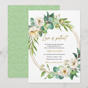 Cambiar la fecha Invitación floral de oro y blanco