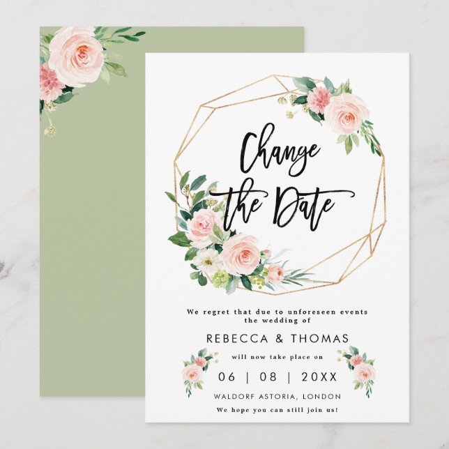 cambiar la invitación de boda del boho floals (Anverso / Reverso)