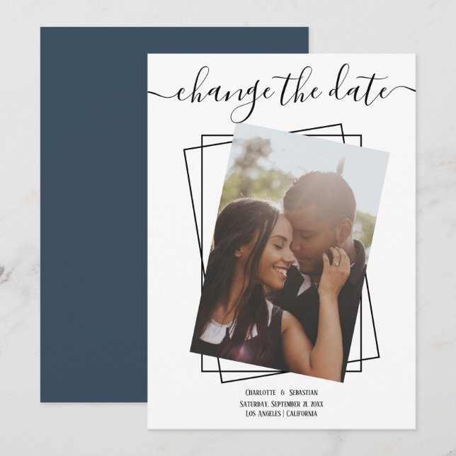 Cambiar la tarjeta de Boda fotográfico de tipograf (Anverso / Reverso)