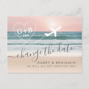Cambiar la tarjeta postal de la boda de la playa d