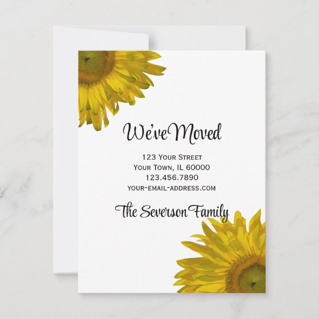 Cambio de dirección de girasol amarillo Invitacion (Anverso)