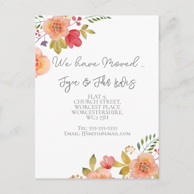 Cambio de dirección Elegante postal floral (Anverso)