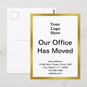 Cambio de dirección Invitación blanca de oro